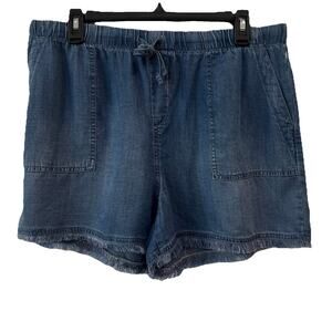 For The Republic Women's Blue Lightweight Tencel Pull-On Shorts Size Large - NEW